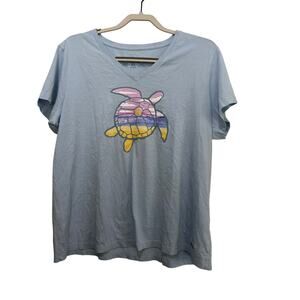 Life Is Good Blue Macro Micro Sea Turtle Oceanscape Crusher-LITE T-Shirt Size XL